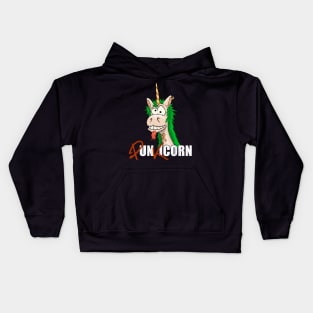 Punkicorn Funny Punk Style Mohawk Unicorn Punkrock Kids Hoodie